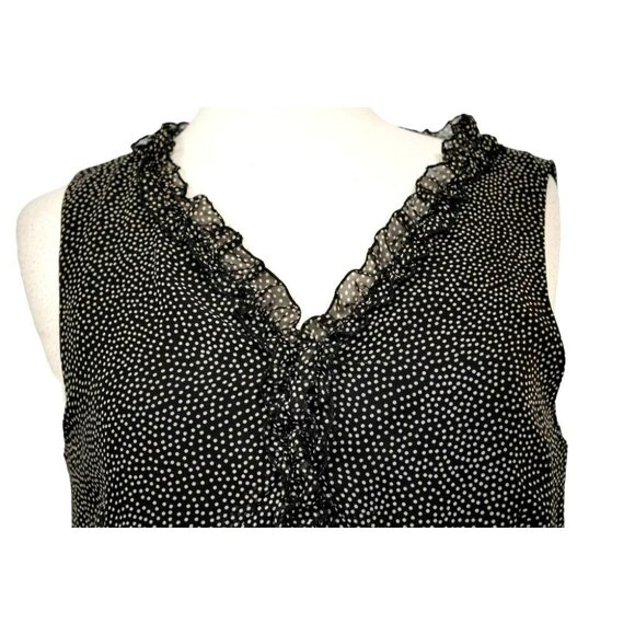 Mary McFadden Collection Mini Dot Ruffled Black & White Slip Dress BoHo Sz 14 - Picture 2 of 7